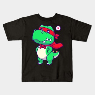 Cute dinosaur super hero cartoon Kids T-Shirt